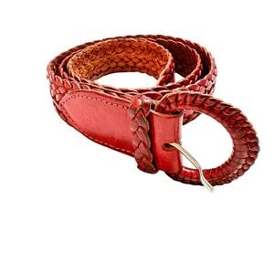 Hunters & Gatherers Real Leather Braided Woven Red Belt Size 28 England